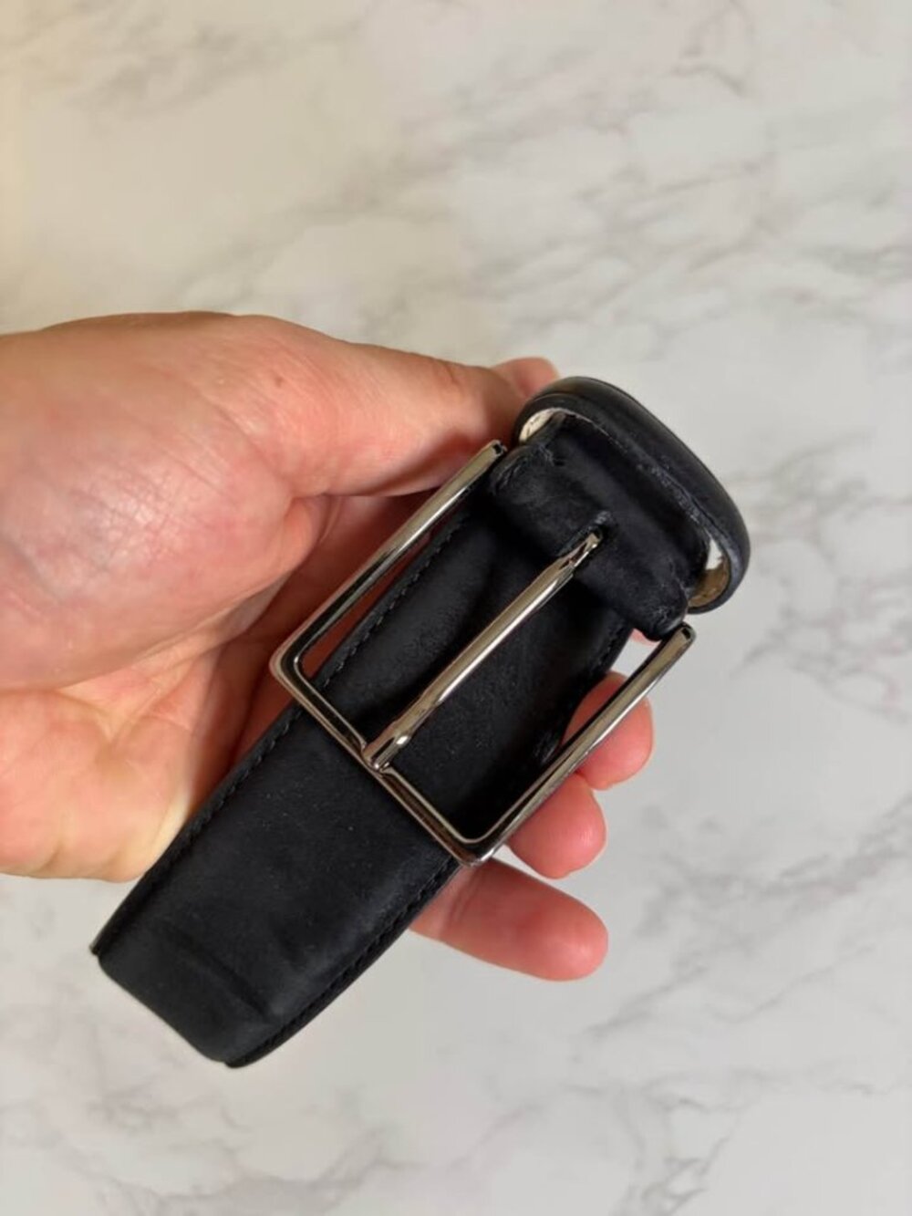 Luca Faloni navy suede belt
